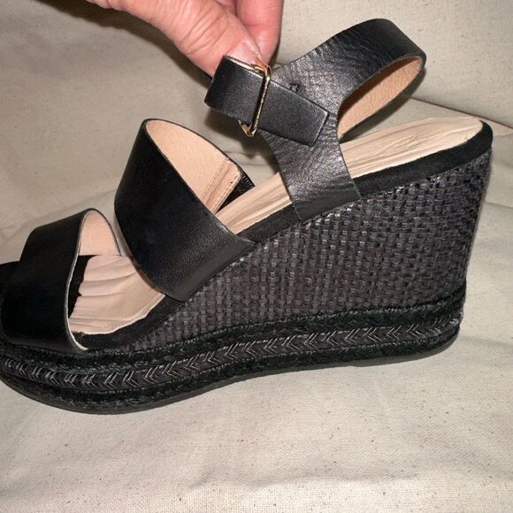 Dione luxury black leather espadrilles size 39 EUC - Picture 5 of 8